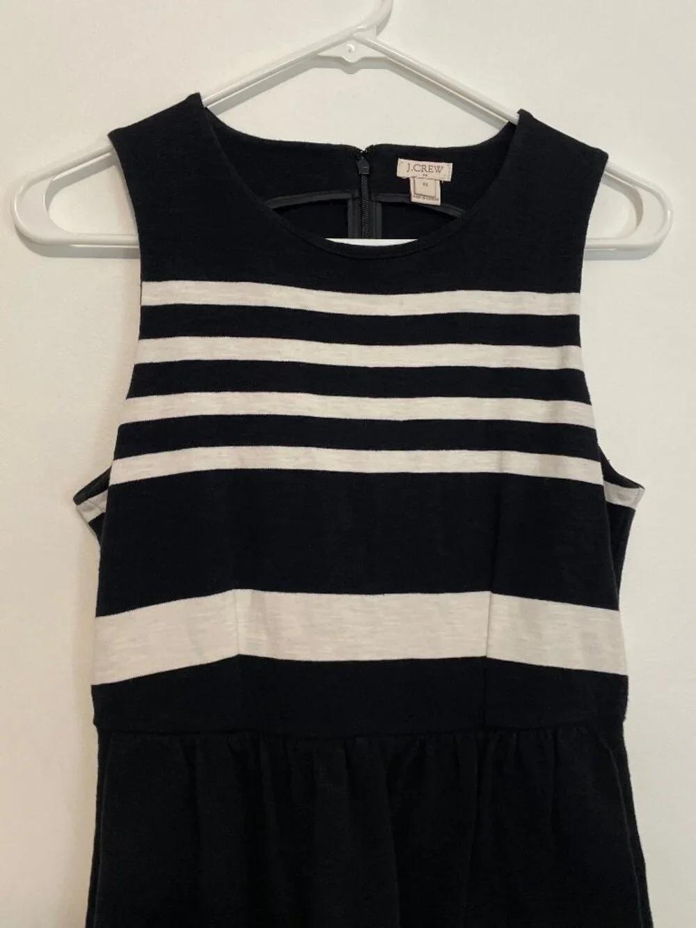 J. CREW Factory Striped Daybreak Dress Black White Sleeveless Mini Fit & Flare